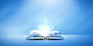 教育世界读书日蓝色简约唯美书光效书展板背景